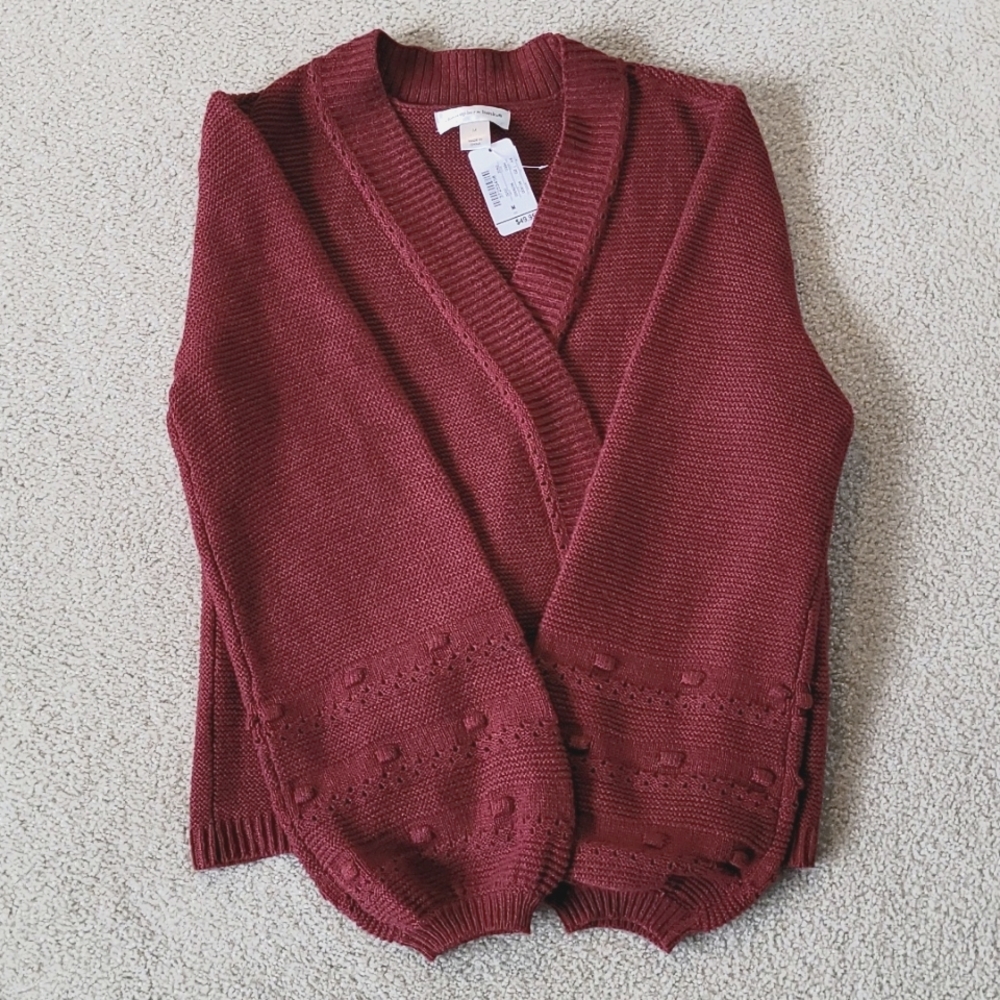 Sweater,  burgundy open front